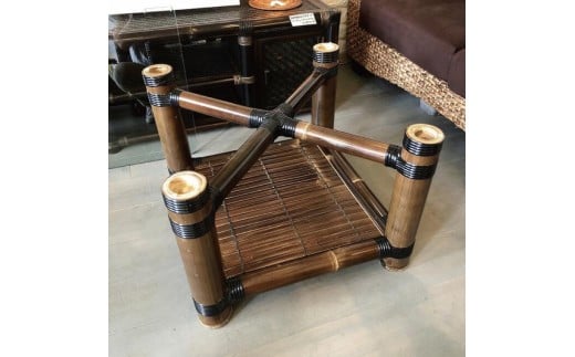 【受注生産】バンブーガラステーブル（座卓）55cm，高さ40cm (KDF-26)