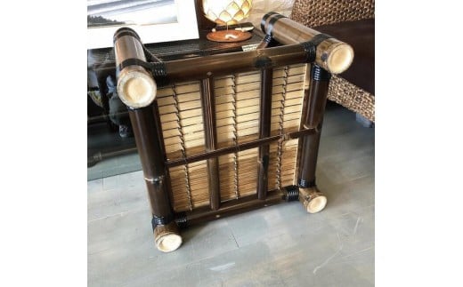 【受注生産】バンブーガラステーブル（座卓）55cm，高さ40cm (KDF-26)