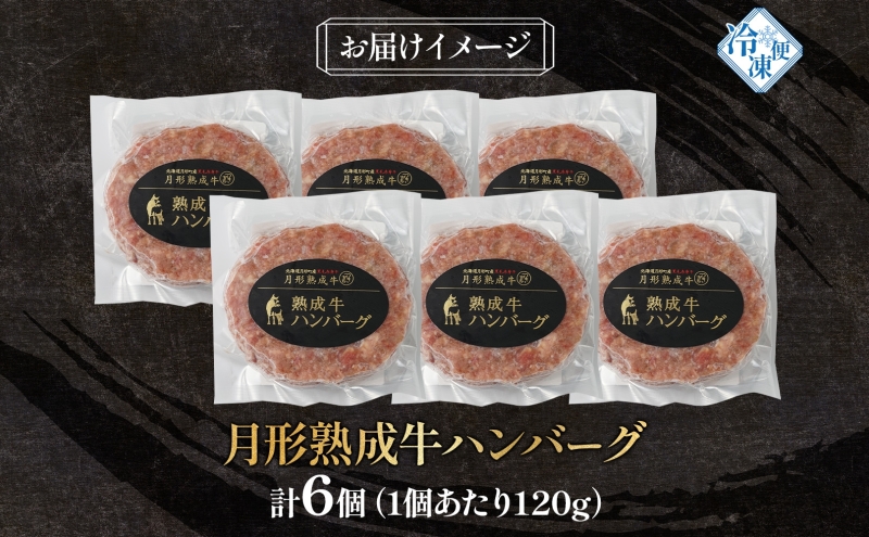 北海道月形町のふるさと納税 【セゾン限定】月形熟成牛 ハンバーグ 120g 6個 計 720g 北海道フード株式会社 添加物不使用 熟成肉 冷凍 ギフト 詰め合わせ 和牛 赤身 牛肉 お弁当 ランチ 昼食 夕食 おかず 惣菜 バーベキュー 焼肉 キャンプ アウトドア 送料無料 北海道 【 月形町 】