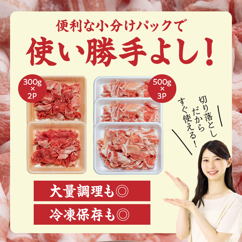 宮崎県都城市のふるさと納税 【訳あり】国産牛・豚切り落とし 部位ミックス2.1kg_AA-2505