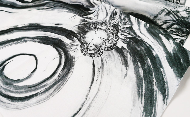 手ぬぐい4本セット　水墨画をデジタル捺染技術で再現　自社開発天然染料染め