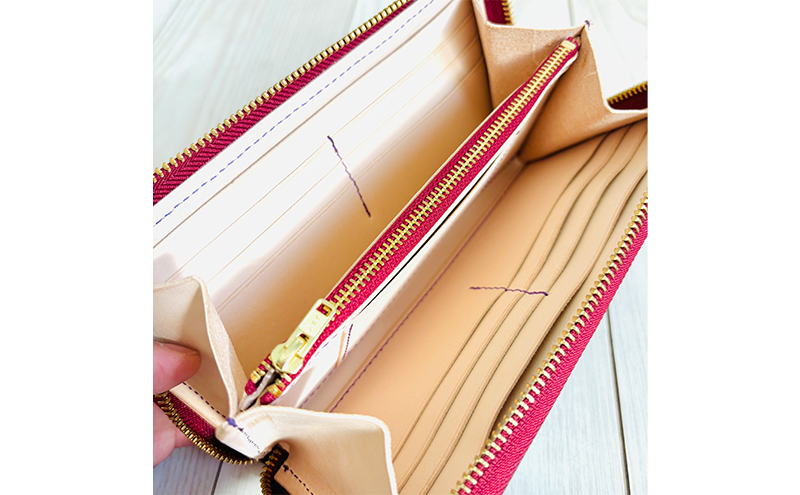 財布 大容量 ロングウォレット パープルｘダルメシアン 長財布 革 レザー 牛革 小銭入れ 札入れ 一点モノ ダルメシアン ギフト 日用品 雑貨 日進市 愛知県