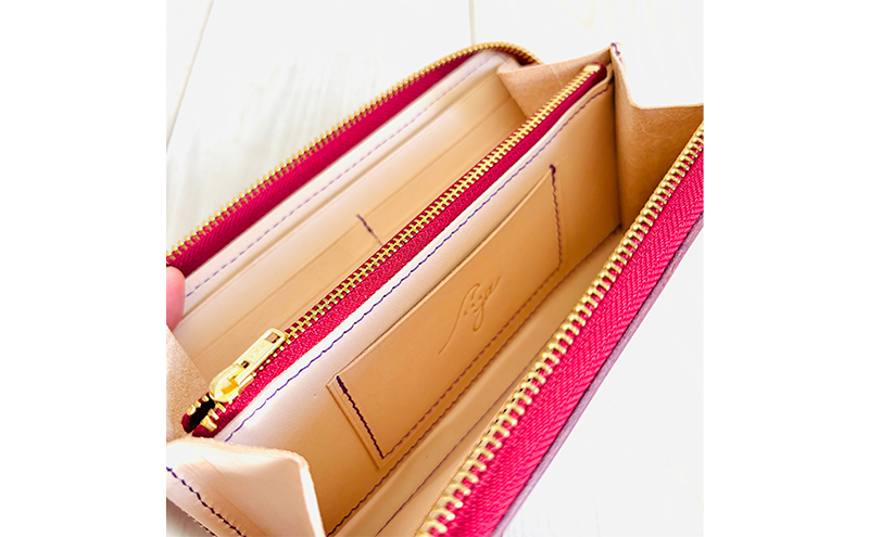 財布 大容量 ロングウォレット パープルｘダルメシアン 長財布 革 レザー 牛革 小銭入れ 札入れ 一点モノ ダルメシアン ギフト 日用品 雑貨 日進市 愛知県