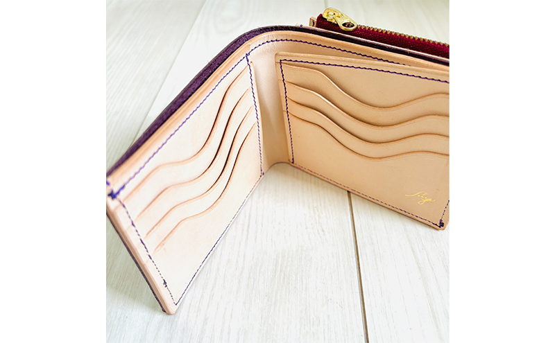 財布 本格毛皮 ハーフウォレット パープルｘダルメシアン コンパクトウォレット 高級皮革 レザー 小銭入れ 札入れ コンパクト ダルメシアン ギフト 日用品 雑貨 日進市 愛知県