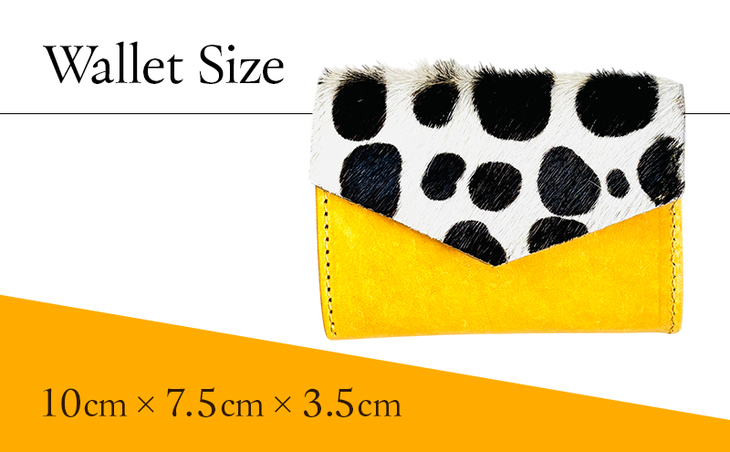 財布 手のひらサイズのレザーコンパクトウォレット イエローダルメシアン レザー 小銭入れ 札入れ コンパクト ダルメシアン ギフト 日用品 雑貨 日進市 愛知県