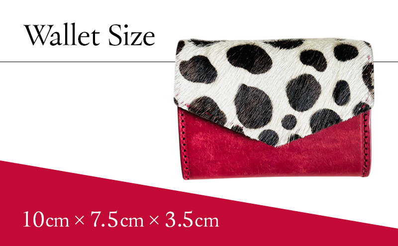 財布 手のひらサイズのレザーコンパクトウォレット レッドーダルメシアン レザー 小銭入れ 札入れ コンパクト ダルメシアン ギフト 日用品 雑貨 日進市 愛知県