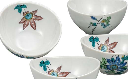 九谷焼 小鉢揃 鉄仙 5個組 小鉢 クレマチス 盛り鉢 テーブルウェア 食器 伝統 工芸品 装飾品 F6P-2854