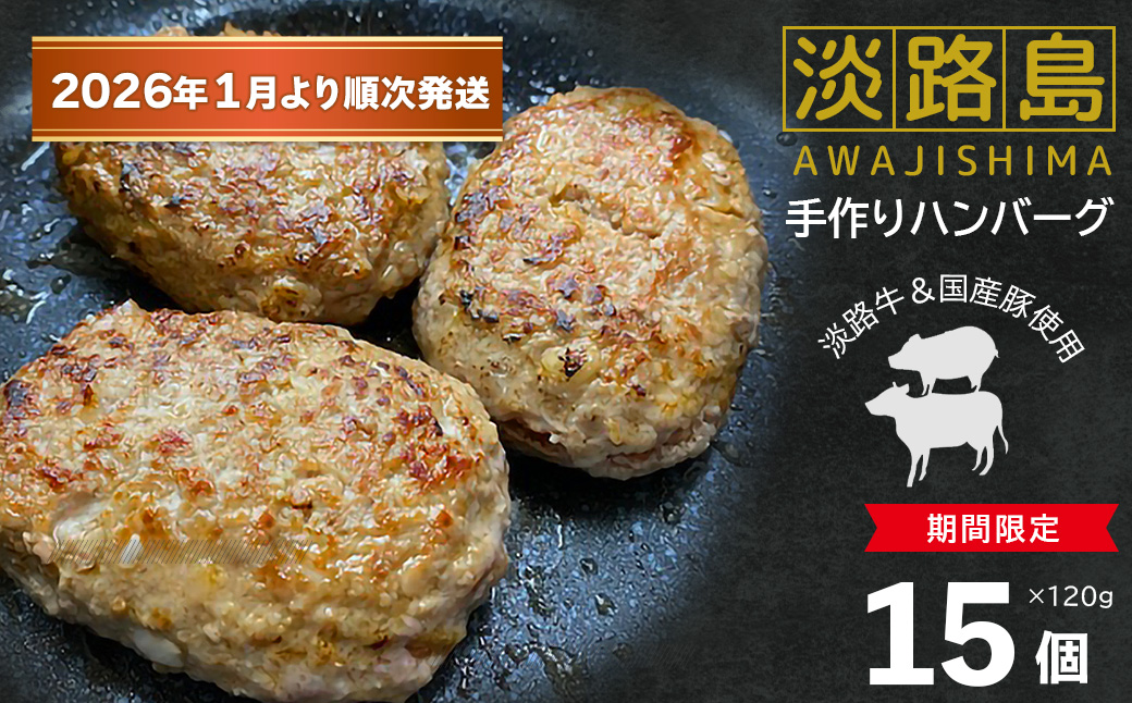 【数量限定】淡路島手作りハンバーグ 15個【2026年1月より順次発送】