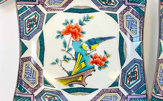 九谷焼 皿揃 古九谷花鳥絵変り 5枚組 食器 お皿 日本製 ギフト プレゼント F6P-2850