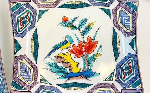 九谷焼 皿揃 古九谷花鳥絵変り 5枚組 食器 お皿 日本製 ギフト プレゼント F6P-2850