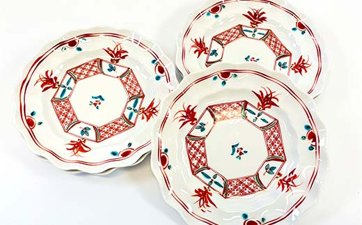 九谷焼 皿揃 赤絵 5枚組 食器 お皿 日本製 ギフト プレゼント F6P-2852