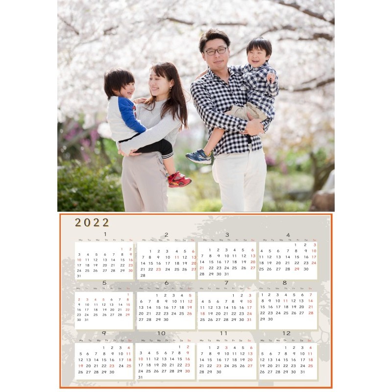 オリジナルカレンダーをデザインします（オリジナルのデザイン・年間カレンダー（1ページのもの））