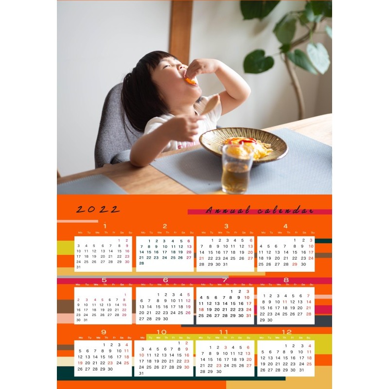 オリジナルカレンダーをデザインします（オリジナルのデザイン・年間カレンダー（1ページのもの））