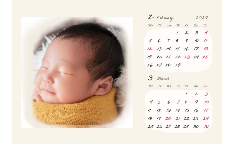 オリジナルカレンダーをデザイン・印刷します（オリジナルのデザイン・表紙＋6ページ（1ページに2ヶ月記載））