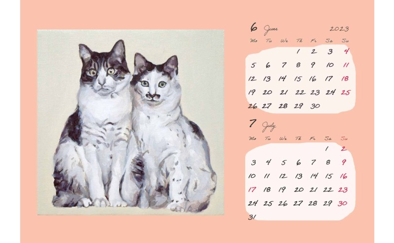 オリジナルカレンダーをデザイン・印刷します（オリジナルのデザイン・表紙＋6ページ（1ページに2ヶ月記載））