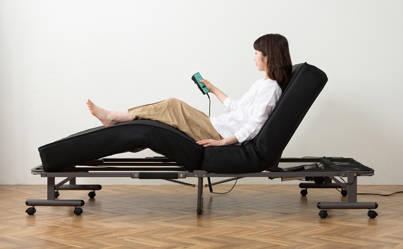 ベッド 折りたたみ電動リクライニングベッド OTB-PDN ブラック 電動リクライニングベッド 折りたたみ シングルベッド 折り畳み リクライニング 電動 完成品 ポケットコイル マットレス コンパクト 組立不要 リモコン付き アイリスオーヤマ