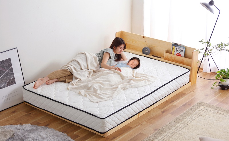 ベッド 宮付き高耐荷重すのこベッド HWBM-D ナチュラル すのこ ダブル すのこベッド 宮付き 宮付き高耐荷重 ベッドフレーム 収納 ヘッドボード ヘッドボード付き コンセント付き USBポート パイン材 高さ調節 高さ調整 調節 調整 アイリスオーヤマ