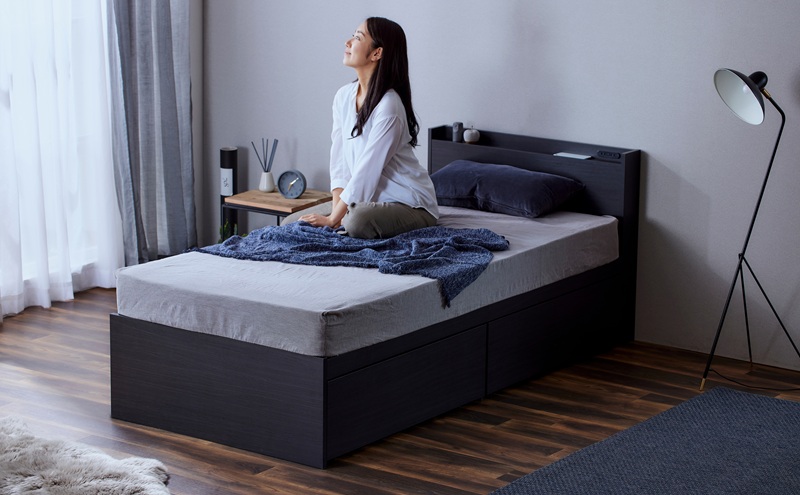 ベッド 収納ベッド宮付き DSBM-S ブラック シングル 宮付き 収納 北欧風 おしゃれ 引き出し 収納 かわいい 2口コンセント すのこ構造 ベッド下収納 1人暮らし 新生活 アイリスオーヤマ