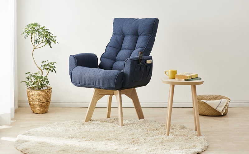 イス 回転ファブリックチェア FACN-KH ブルー 椅子 回転チェア おしゃれ 回転 ダイニング リクライニング 北欧 一人掛け チェア 肘ありタイプ 肘あり ダイニングチェア リクライニングチェア ファブリックチェア アイリスオーヤマ 新生活