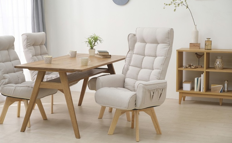 イス 回転ファブリックチェア ハイバック FACN-KHB アイボリー 椅子 回転チェア おしゃれ 回転 ダイニング リクライニング 北欧 一人掛け チェア 肘ありタイプ 肘あり ダイニングチェア リクライニングチェア ファブリックチェア アイリスオーヤマ