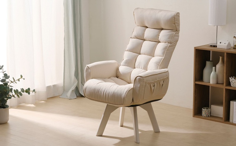 イス 回転ファブリックチェア ハイバック FACN-KHB ホワイト 椅子 回転チェア おしゃれ 回転 ダイニング リクライニング 北欧 一人掛け チェア 肘ありタイプ 肘あり ダイニングチェア リクライニングチェア ファブリックチェア アイリスオーヤマ