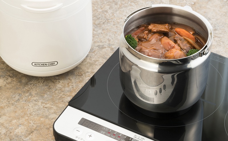 鍋 ダブル真空保温調理鍋 おまかせさん RWP-N45 ホワイト アイリスオーヤマ IH対応 真空保温調理器 4.5L ホワイト ダブル真空保温調理鍋