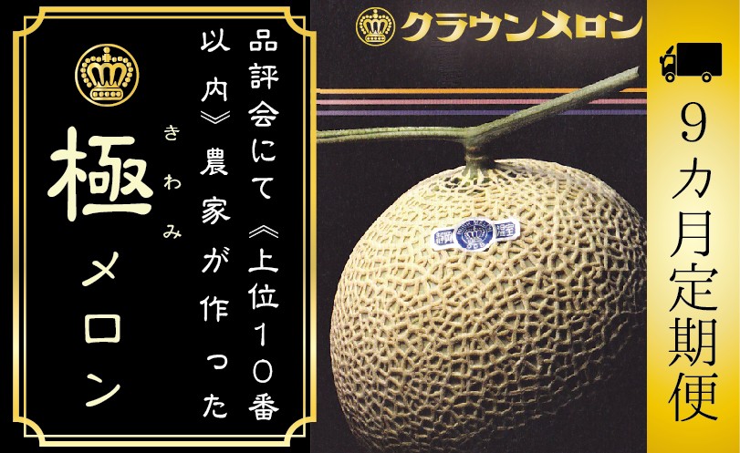 【9ヶ月定期便】『クラウンメロン ”極メロン” 1玉 』 　果物 フルーツ デザート メロン マスクメロン 青肉 高級 ギフト 贈り物 静岡県産 袋井市