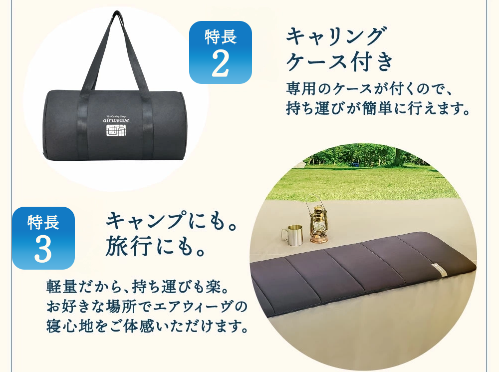 エアウィーヴ ポータブル mini ベッドマットレス ベッド マットレス シングル セミダブル ダブル クイーン オールシーズン対応
