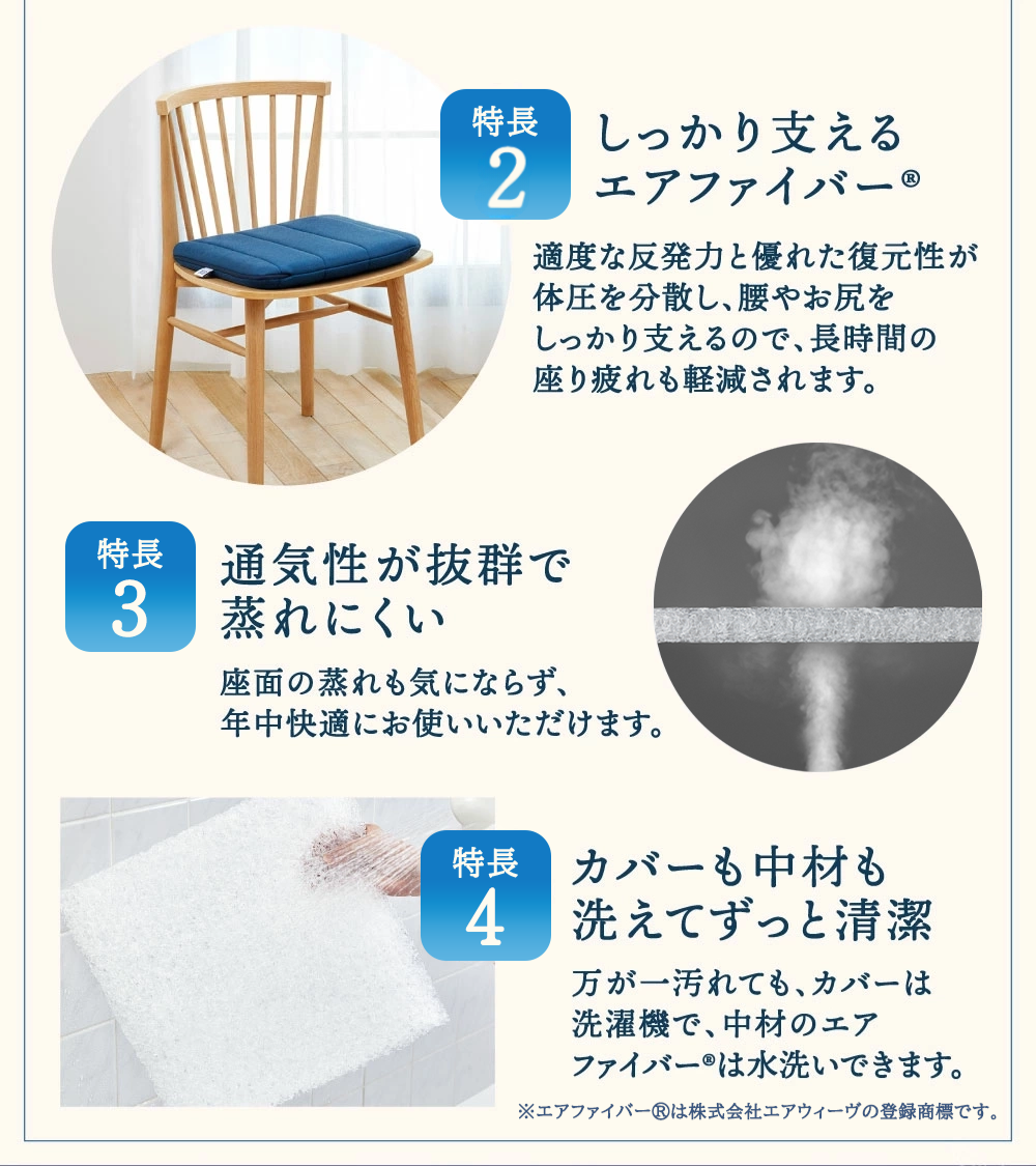 エアウィーヴ クッション オールシーズン対応 ぐっすり ホテル 安眠 健康 高反発 腰 肩 熟睡