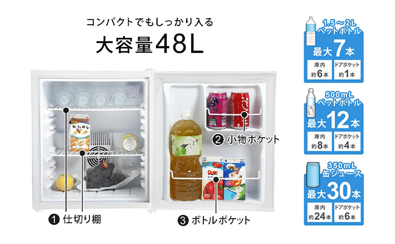 1ドア冷蔵庫 右開き 冷蔵庫 小型 霜取り不要 静音 48L 一人暮らし 低振動 ペルチェ式 省エネ  小型冷蔵庫 サブ冷蔵庫 ミニ冷蔵庫 セカンド冷蔵庫 コンパクト おしゃれ 新生活 ひとり暮らし SunRuck SR-R4805W レッド