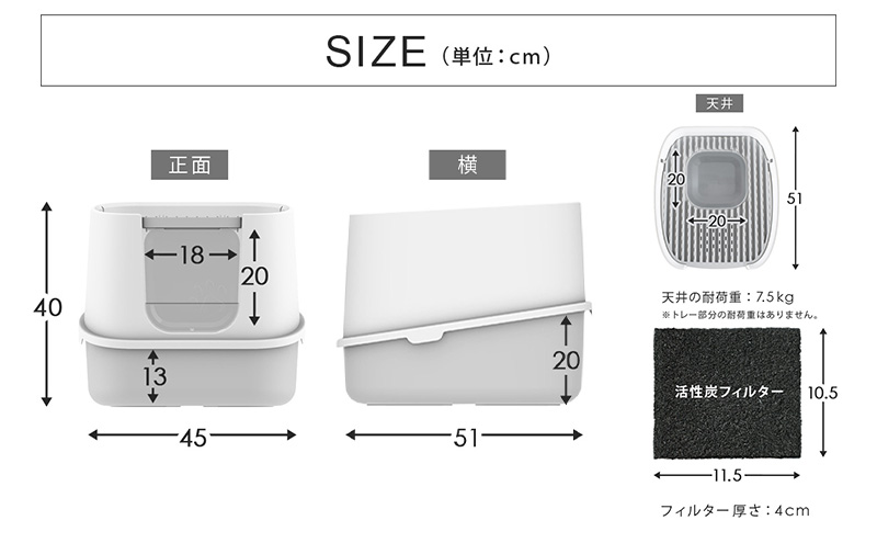 ツードア猫トイレ 本体 フルカバー 2ドア 猫 トイレ 大きい 活性炭フィルター付き スコップ付き 飛び散り防止 散らかりにくい 砂落とし 蓋付き 扉付き 上から 横から おしゃれ Sunruck SR-TCT01-GY