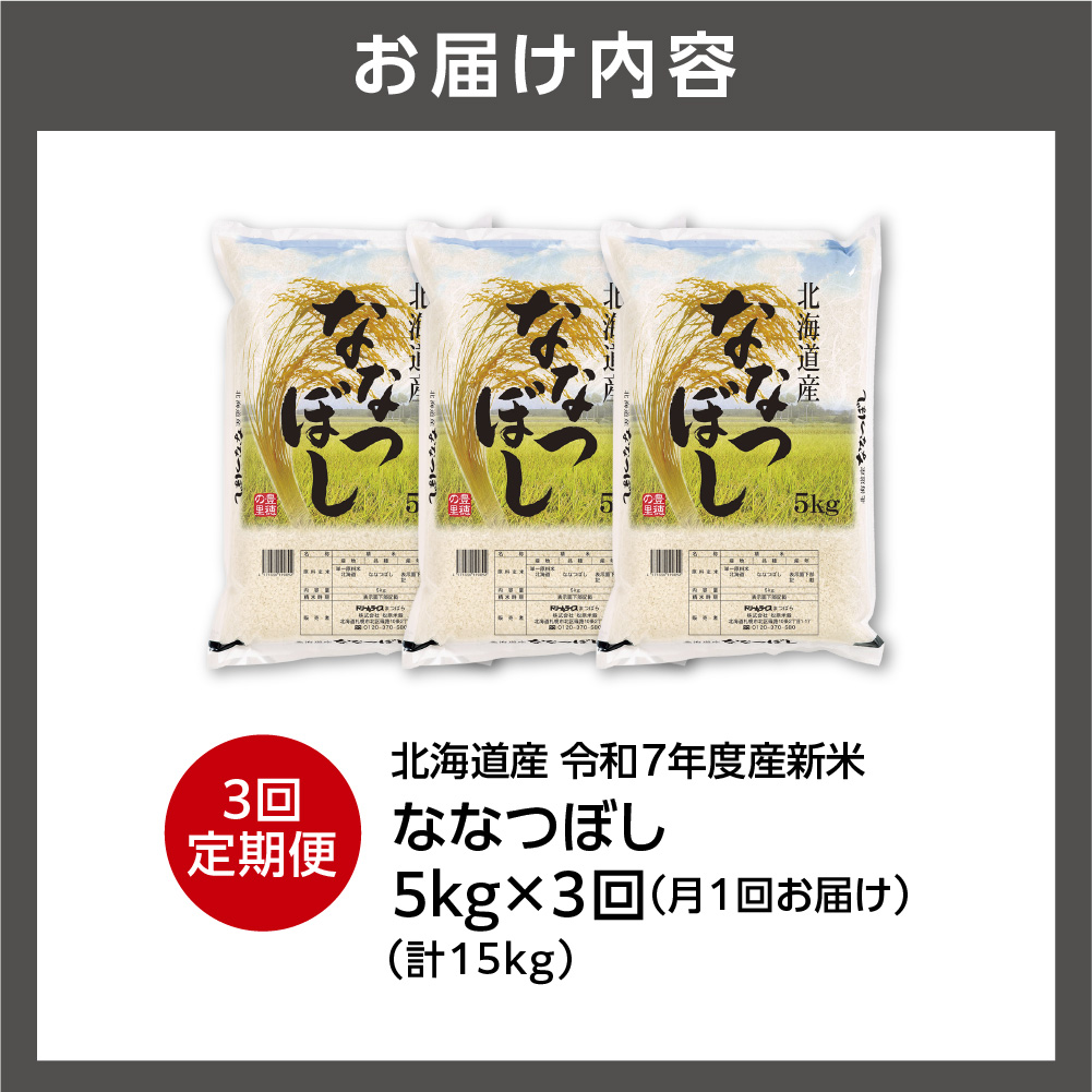 北海道石狩市のふるさと納税 【先行予約】【定期便】北海道産 ななつぼし 5kg 3回