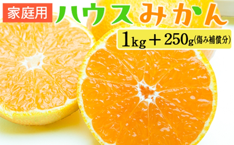 【和歌山県美浜町】家庭用 ハウスみかん1kg+250g(傷み補償分)