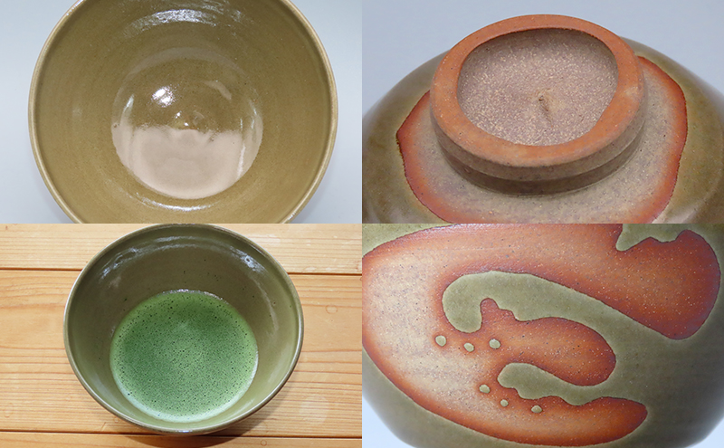 【高島屋選定品】虫明焼窯元 灰釉片男波茶碗（黒井博史作）