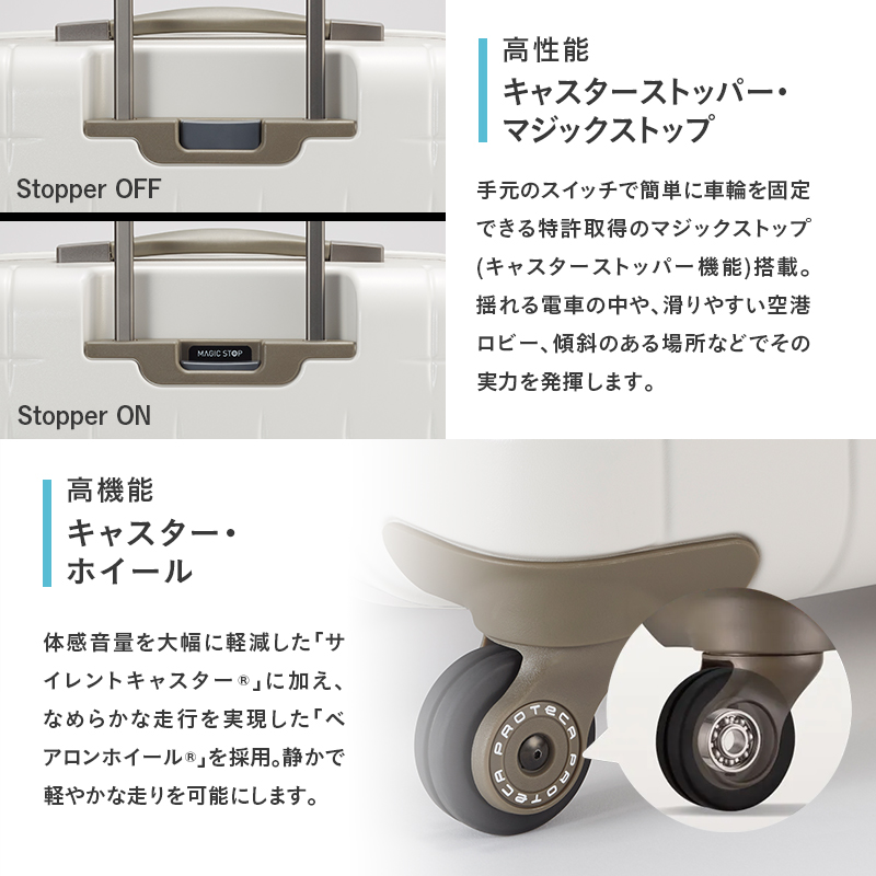 PROTeCA 360G4 02423(01ブラック) 71L  プロテカ  スーツケース 日本製 360度ファスナー開閉 5-7日の旅行におすすめ