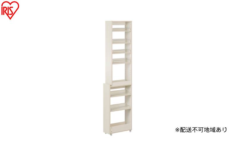 キッチン隙間収納ラック KSRーH180 ホワイト 隙間収納 すきま収納 ラック 18cm キッチンラック スリム キャスター付き ストッカー 収納 おしゃれ パントリー 棚 薄型 冷蔵庫横 洗面所 キッチン収納 アイリスオーヤマ ハイタイプ