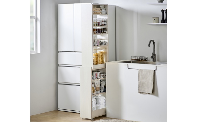 キッチン隙間収納ラック KSRーH200 ホワイト 隙間収納 すきま収納 ラック 20cm キッチンラック スリム キャスター付き ストッカー 収納 おしゃれ パントリー 棚 薄型 冷蔵庫横 洗面所 キッチン収納 アイリスオーヤマ ハイタイプ