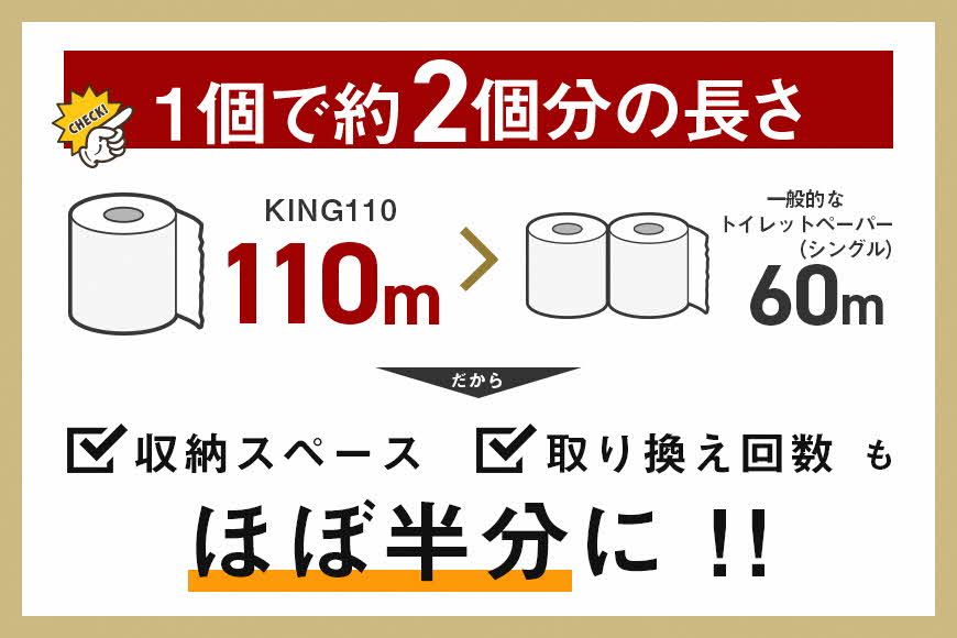 トイレットペーパー KING シングル 110m×6ロール×3P