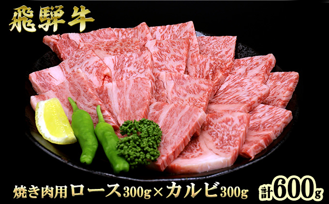 [CF]ふるさと納税 飛騨牛 ロース&カルビ 焼肉 セット 計600g A5 和牛 牛肉 お肉 ロース カルビ 食べ比べ 焼肉用 バーベキュー BBQ