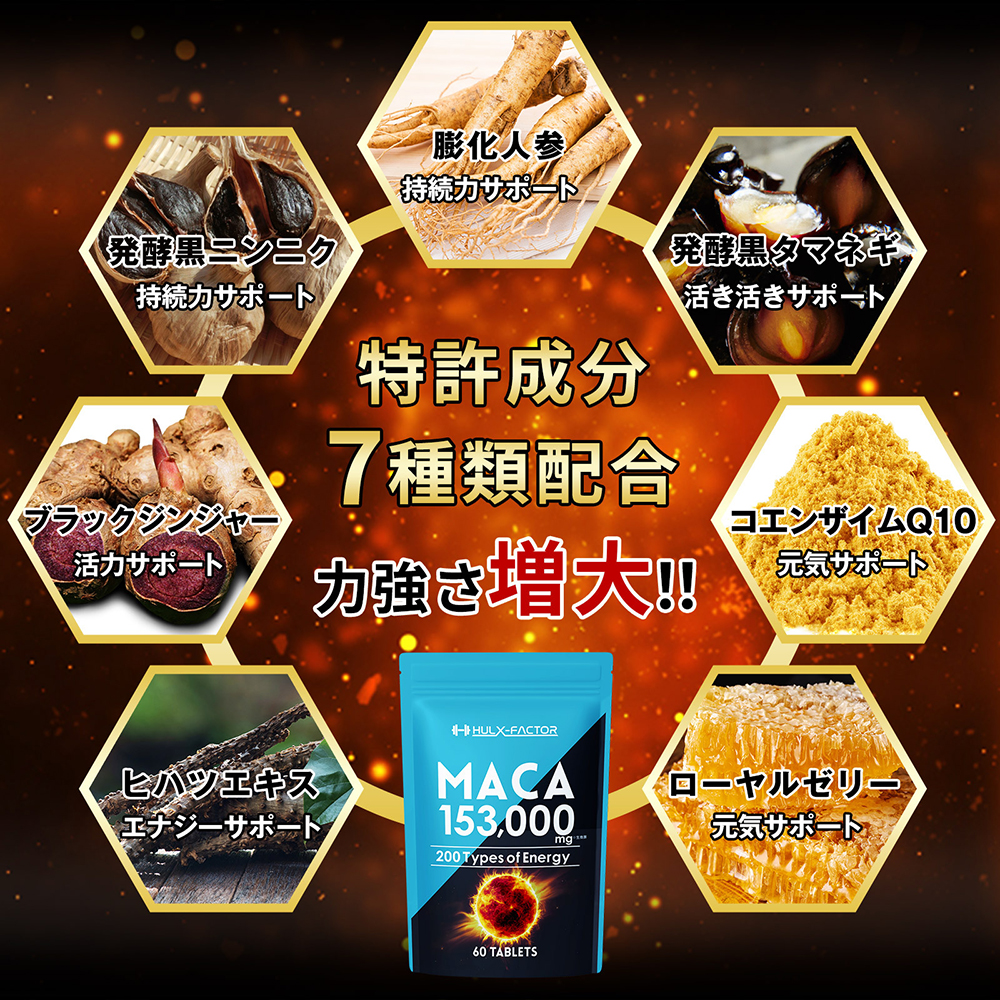 【CF】ハルクファクター 20倍濃縮 マカ 亜鉛 サプリ 30日分 153000mg 特許成分 エナジー成分200種 活力 スタミナ ローヤルゼリー コエンザイムQ10 サプリメント 男性 女性 妊活 栄養機能食品 国産 人気 美容 maca 