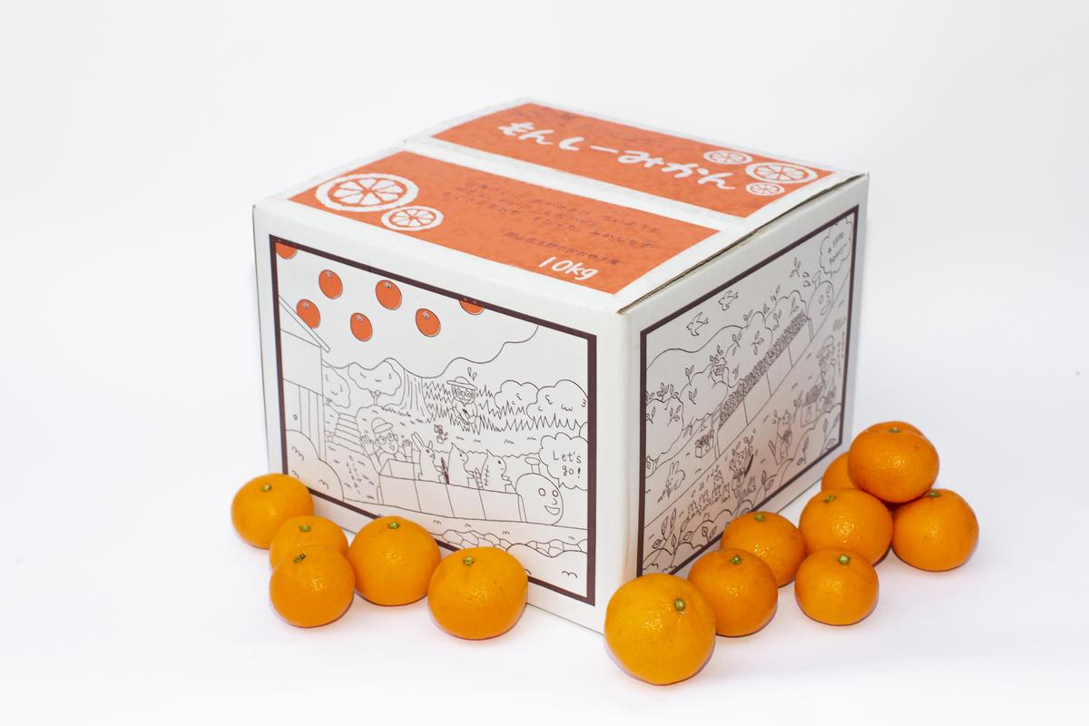 【訳あり】もんしーみかん（岡山県大藪産）約10kg 果物類 柑橘類 フルーツ お孫さん お子様 イラスト 減農薬栽培 安心 甘酸っぱさ