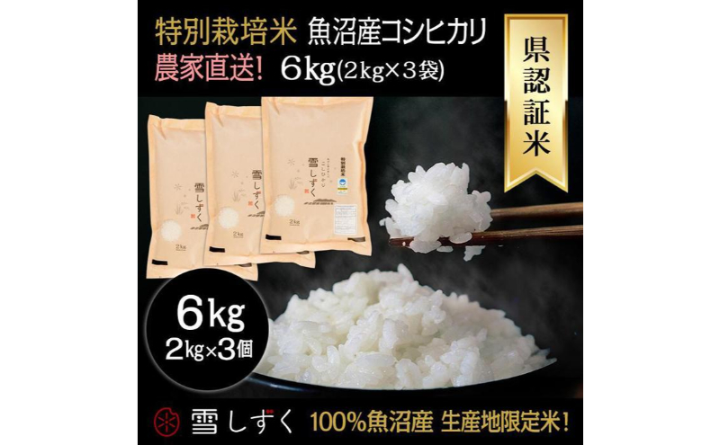 令和7年産！県認証特別栽培魚沼産コシヒカリ【農家直送！】 6kg(2kg×3
