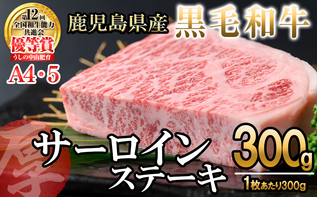 [数量限定]A4・5等級 鹿児島県産黒毛和牛[厚切り]サーロインステーキ 計300g(300g×1枚)b6-025