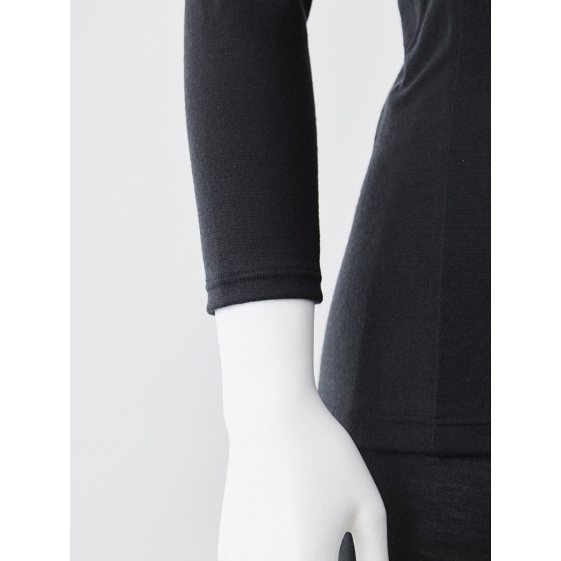 365日のメリノウールインナー advance クルーネック ブラック