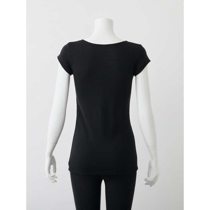 365日のメリノウールインナー advance フレンチスリーブ ブラック