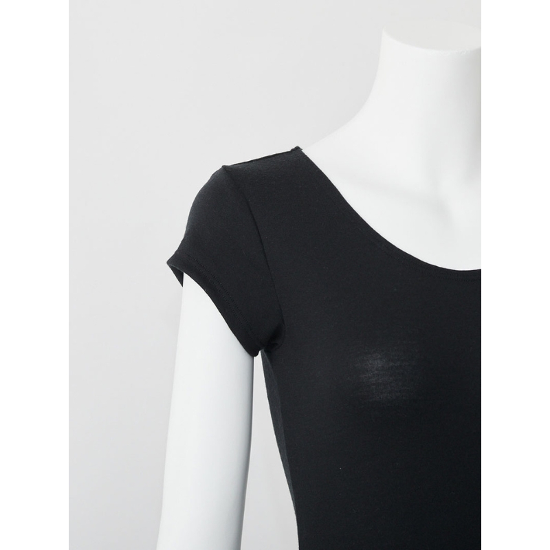 365日のメリノウールインナー advance フレンチスリーブ ブラック