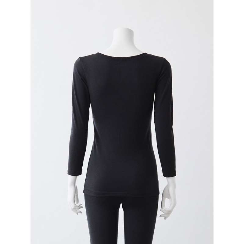 365日のメリノウールインナー advance クルーネック ブラック