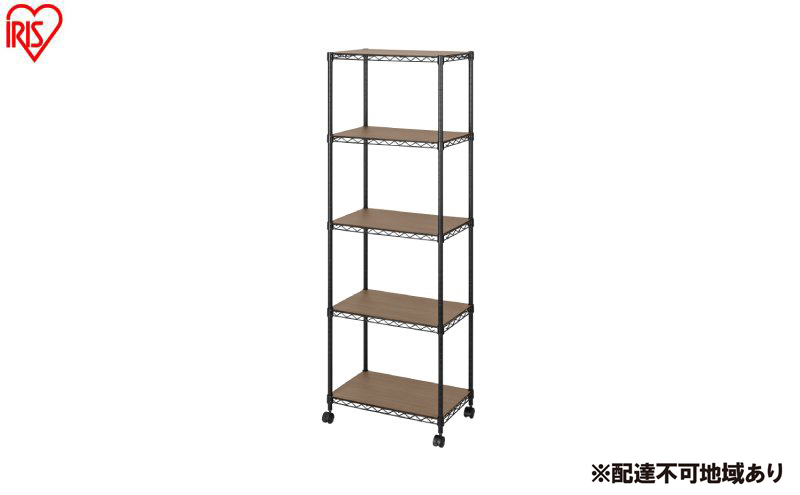 カラーメタルラック ウッドボード付き CMM-55165B ブラック ラック 棚 おしゃれ キャスター キャスター付 収納ラック キッチン ウッドボード付き メタルラック メタル カラーラック 収納 リビング 寝室 かわいい アイリスオーヤマ 幅55