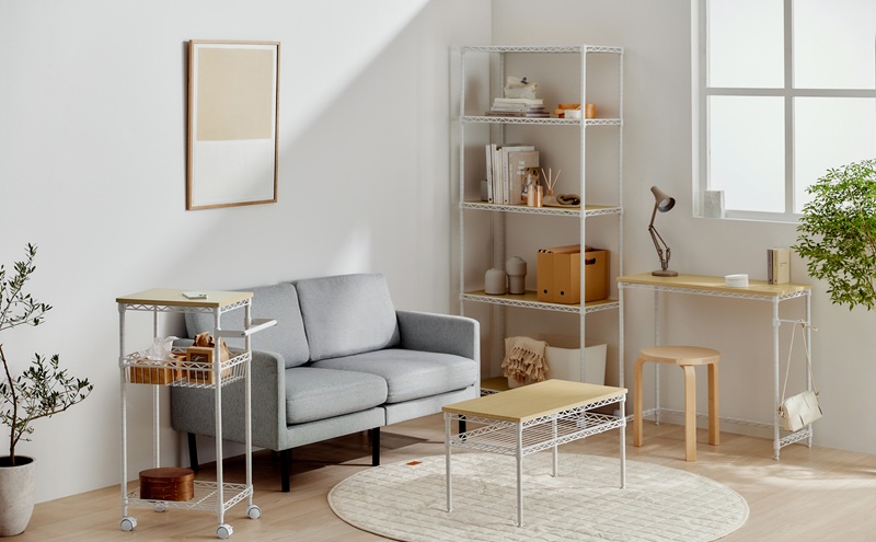 カラーメタルラック ウッドボード付き CMM-75185B ホワイト ラック 棚 おしゃれ キャスター キャスター付 収納ラック キッチン ウッドボード付き メタルラック メタル カラーラック 収納 リビング 寝室 かわいい アイリスオーヤマ 幅75