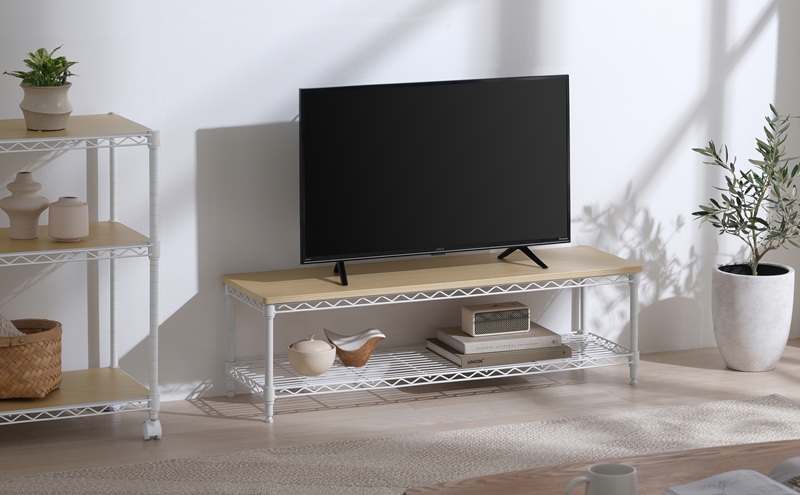 カラーメタルラック ローボード CML-10302 ホワイト テレビ台 おしゃれ テレビボード スチールラック メタルラック ラック 棚 カラーラック 幅101 奥行31 高さ30 スリム 収納 シンプル ヘッドボード テレビラック TV台 AVボード アイリスオーヤマ